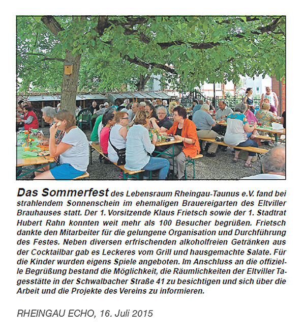 Lebensraum Rheingau-Taunus e.V. - Das Sommerfest 2015